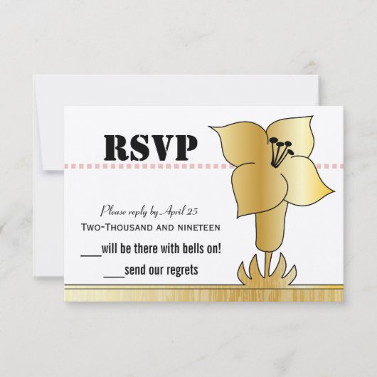 Art Deco Gold Lily Modern Typography Wedding (Voorkant)