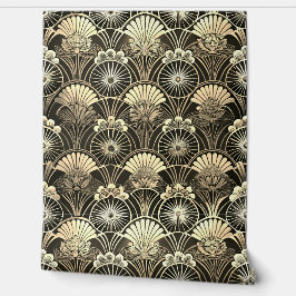 Art Deco Gold Moody Floral Geometric Behang