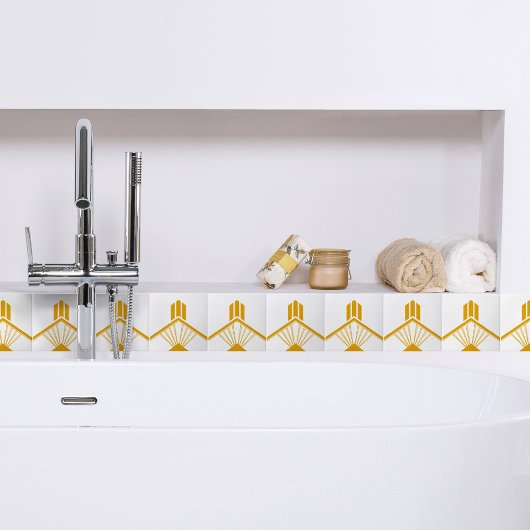 Art Deco Gold Mustard Yellow Geometric Border Tegeltje