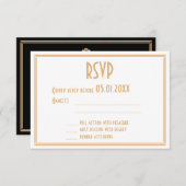Art Déco Gold Noir Grand Gatsby Mariage Carte RSVP (Devant / Derrière)