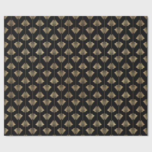 Art Deco Gold Palm Fern Fronds Pattern Cadeaupapier (Vlak)