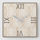 Art Deco Gold Pastel Dark Brown Square Wall klok (Voorkant)