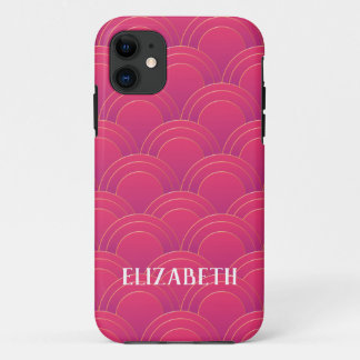 Art Deco Gold Pink-naam op maat iPhone 11 Hoesje