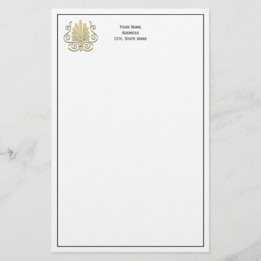  Art Deco Gold Plume Arabesque Briefpapier (Voorkant)