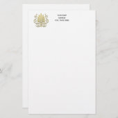  Art Deco Gold Plume Arabesque Briefpapier (Voorkant / Achterkant)