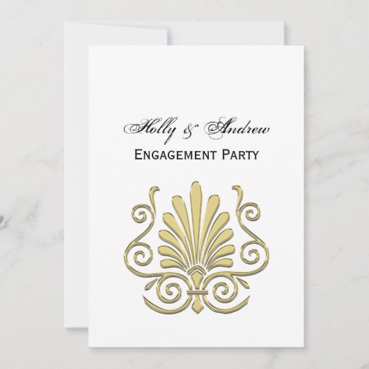  Art Deco Gold Plume Arabesque Kaart (Voorkant)