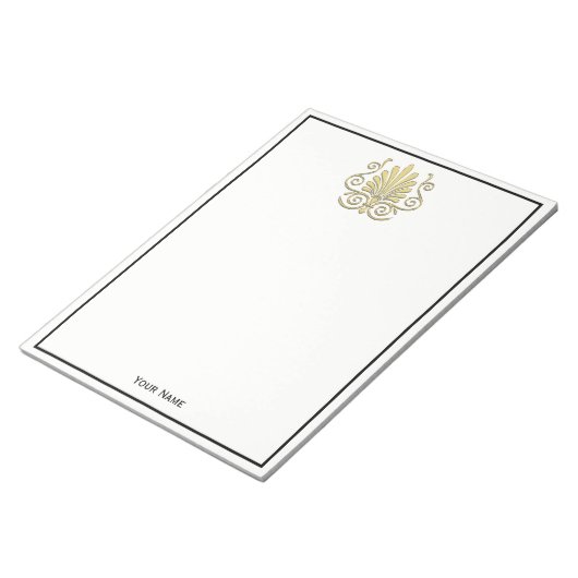 Art Deco Gold Plume Arabesque Notitieblok (Schuin)