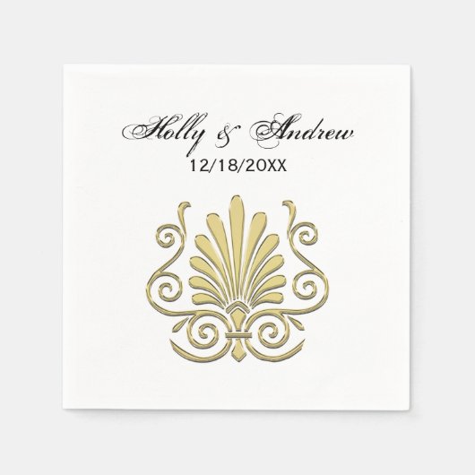  Art Deco Gold Plume Arabesque Servetten (Voorkant)