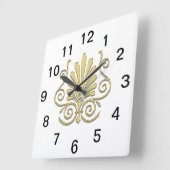  Art Deco Gold Plume Arabesque Vierkante Klok (Hoek)