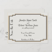 Art Déco Gold Posh Enregistrer la date Carte posta (Devant / Derrière)
