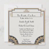 Art Déco Gold Posh Faire-part de mariage (Devant)