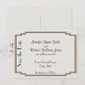 Art Deco Gold Posh Save the Date Briefkaart (Voorkant / Achterkant)