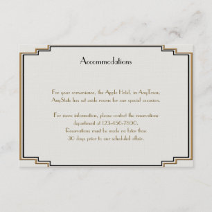 Art Deco Gold Posh Wedding Insert Informatiekaartje