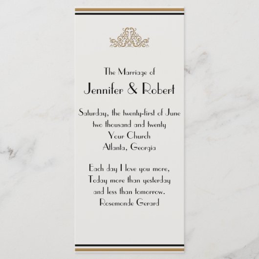 Art Deco Gold Posh Wedding Programme Programma (Voorkant)