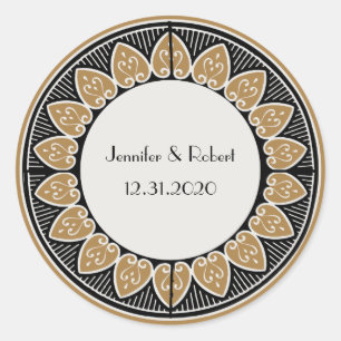 Art Deco Gold Posh Wedding Ronde Sticker