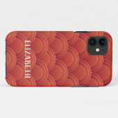 Art Deco Gold Red Name Persoonlijk Case-Mate iPhone Case (Achterkant (horizontaal))