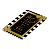 Art Deco Gold Rozen & Stripes Opslaan Datum Kaart Magneet (Linkerzijde)