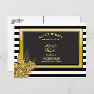 Art Deco Gold Rozen & Stripes Sla de Kaart Datum o