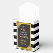 Art Deco Gold Rozen, Stripes Wedding Favor Boxes Bedankdoosjes (Geopend)