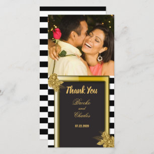 Art Deco Gold Rozen, Stripes Wedding Hartelijk dan Bedankkaart