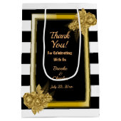 Art Deco, Gold Rozen zwarte strepen Medium Cadeauzakje (Achterkant)