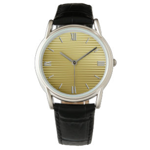 Art Deco Gold Satin Stripes Horloge