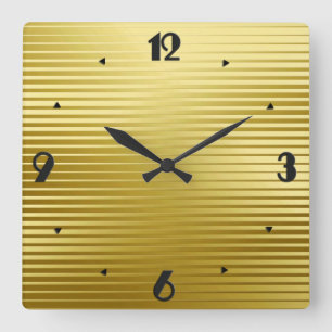 Art Deco Gold Satin Stripes Vierkante Klok