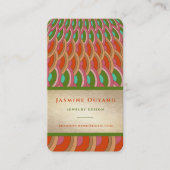 Art Deco  Gold Scallop Fan Pattern Asian Visitekaartje (Voorkant)