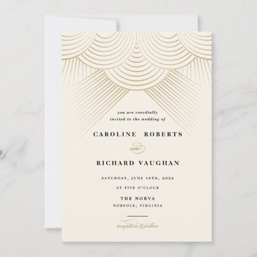 Art Deco Gold String Lights uitnodiging voor bruil (Voorkant)