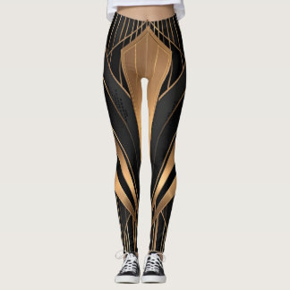 Art Deco Gold Sunburst Luxury Geometry Leggings