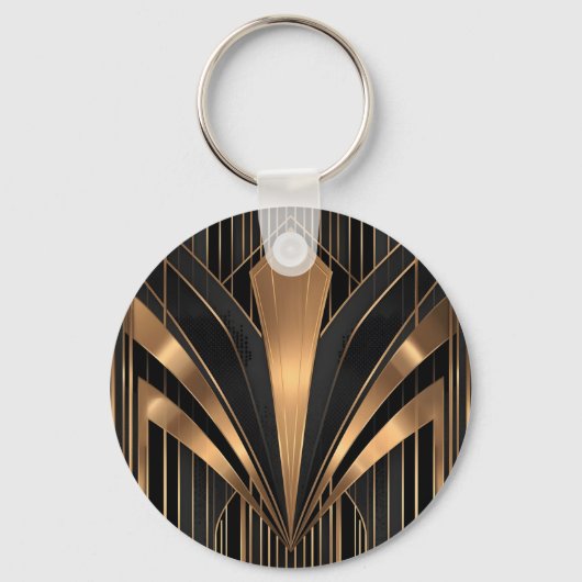 Art Deco Gold Sunburst Luxury Geometry Sleutelhanger (Voorkant)