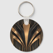 Art Deco Gold Sunburst Luxury Geometry Sleutelhanger (Achterkant)