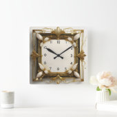 Art Deco Gold Vierkante Klok (Huis)