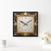 Art Deco Gold Vierkante Klok (Huis)
