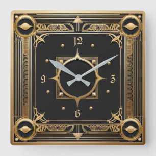 Art Deco Gold Vierkante Klok