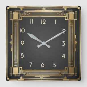 Art Deco Gold Vierkante Klok