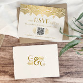  Art Deco Gold Wedding QR Code RSVP Informatiekaartje