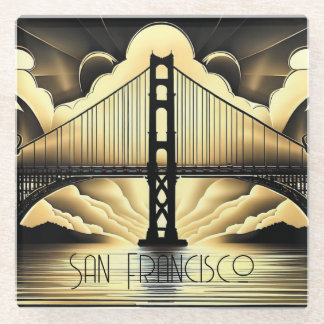 Art Deco Golden Gate Bridge Glazen Onderzetter