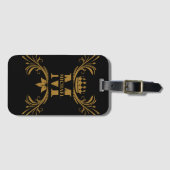  Art Deco Golden Naam Monogram Bagagelabel (Voorkant (horizontaal))