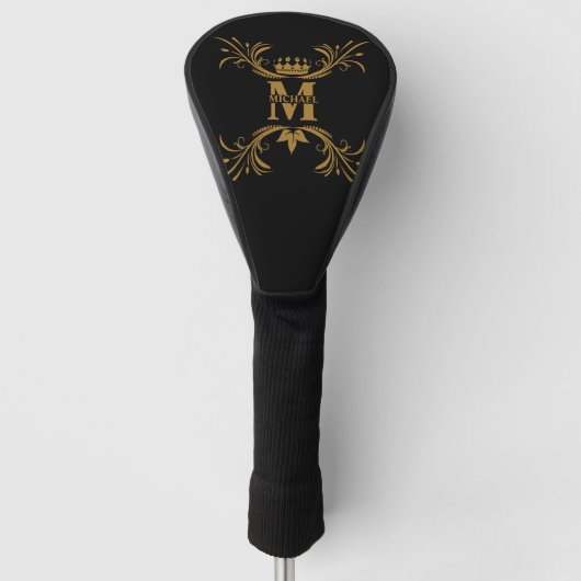  Art Deco Golden Naam Monogram Golfheadcover (Voorkant)