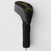  Art Deco Golden Naam Monogram Golfheadcover (Schuin)