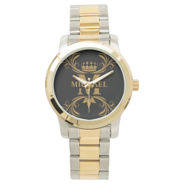  Art Deco Golden Naam Monogram Horloge (Voorkant)