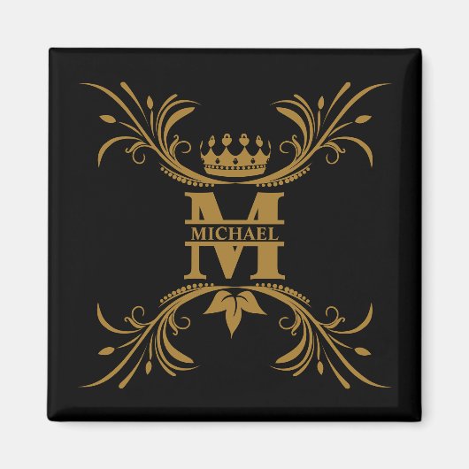  Art Deco Golden Naam Monogram Magneet (Voorkant)