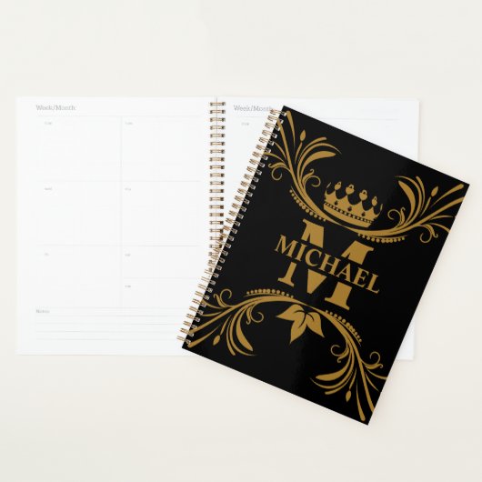  Art Deco Golden Naam Monogram Planner (Display)