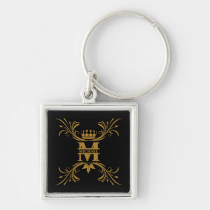 Art Deco Golden Naam Monogram Sleutelhanger