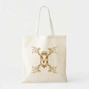  Art Deco Golden Naam Monogram Tote Bag