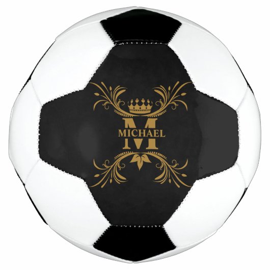 Art Deco Golden Naam Monogram Voetbal (Voorkant)