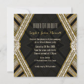 Art Déco Goldy Diamonds Diner fêtes Invitations (Dos)