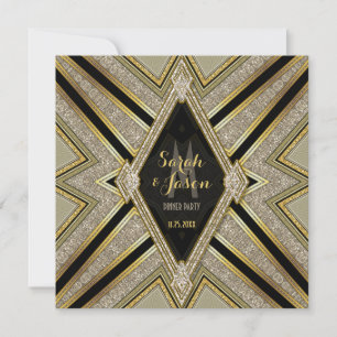 Art Deco Goldy Diamonds Uitnodigingen voor dinerfe