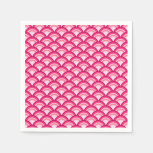 Art Deco golfpatroon - fuchsia en koraal Servet